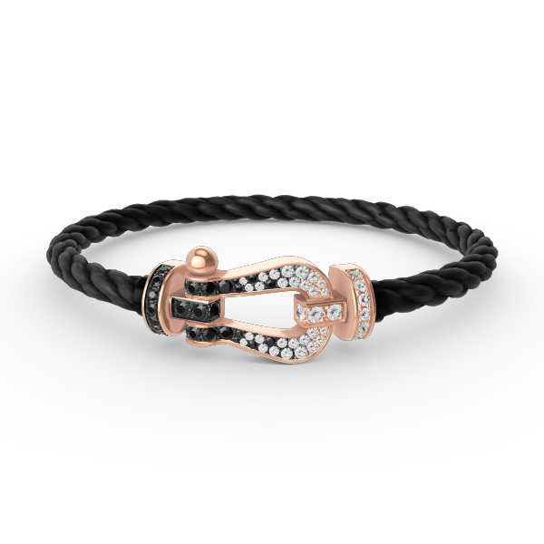 [Elowen Jewels]FORCE LARGE HORSESHOE BLACK WHITE DIAMOND BRACELET ROSE GOLD