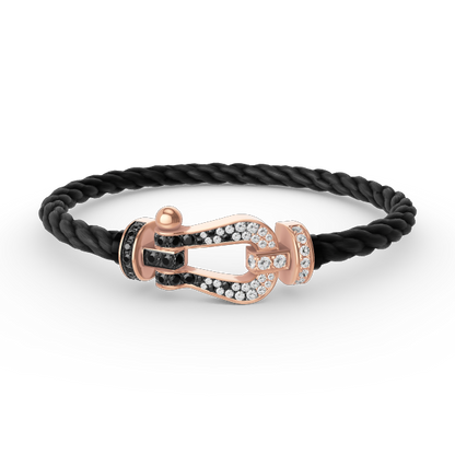 [Elowen Jewels]FORCE LARGE HORSESHOE BLACK WHITE DIAMOND BRACELET ROSE GOLD