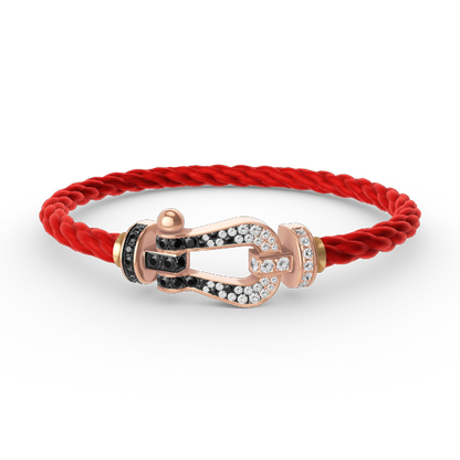 [Elowen Jewels]FORCE LARGE HORSESHOE BLACK WHITE DIAMOND BRACELET ROSE GOLD