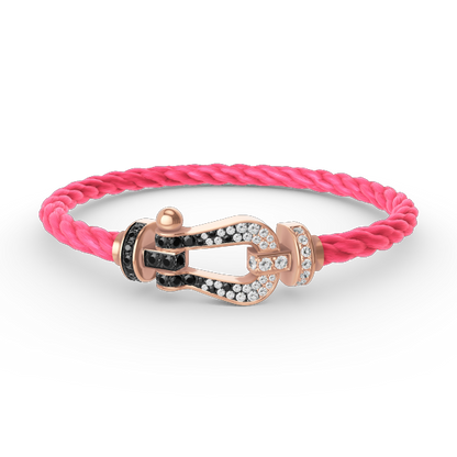 [Elowen Jewels]FORCE LARGE HORSESHOE BLACK WHITE DIAMOND BRACELET ROSE GOLD