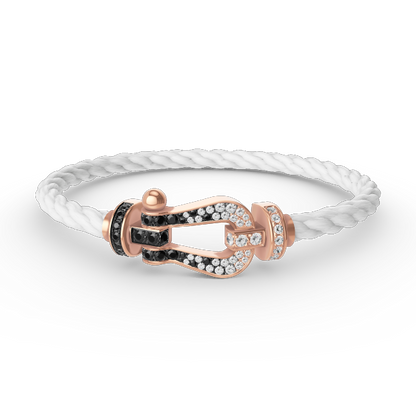 [Elowen Jewels]FORCE LARGE HORSESHOE BLACK WHITE DIAMOND BRACELET ROSE GOLD