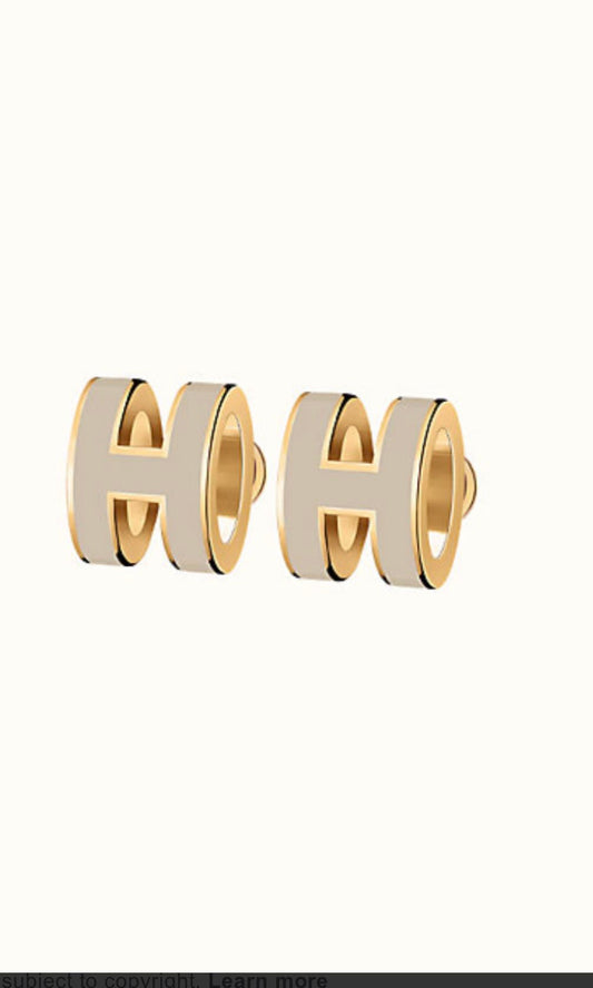 [Elowen Jewels]MINI POP H GOLD EARRINGS GREY