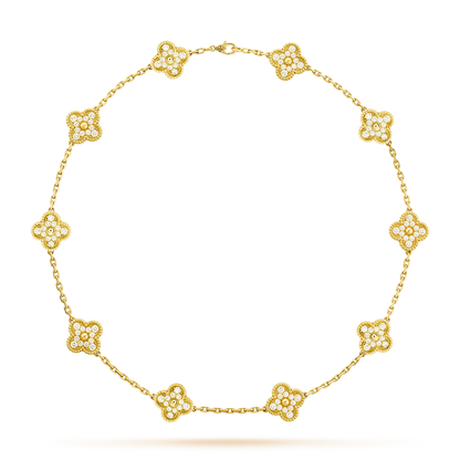 [Elowen Jewels]CLOVER 10 MOTIFS DIAMOND NECKLACE