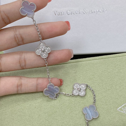 [Elowen Jewels] CLOVER 5 MOTIF PURPLE CHALCEDONY BRACELET COLLECTION