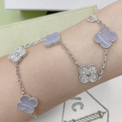 [Elowen Jewels] CLOVER 5 MOTIF PURPLE CHALCEDONY BRACELET COLLECTION