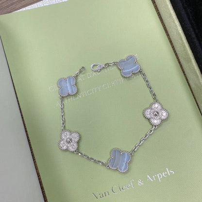 [Elowen Jewels] CLOVER 5 MOTIF PURPLE CHALCEDONY BRACELET COLLECTION