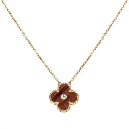 [Elowen Jewels]CLOVER 15MM DIAMOND AND YELLOW TIGER'S EYE AGATE necklace