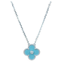 [Elowen Jewel]CLOVER 15MM DIAMOND SVRES PORCELAIN  NECKLACE SILVER