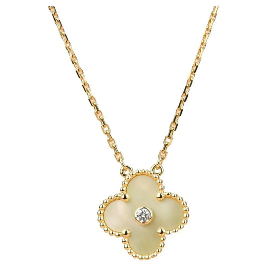[Elowen Jewels]CLOVER 15MM DIAMOND GOLD MOTHER OF PEARL NECKLACE