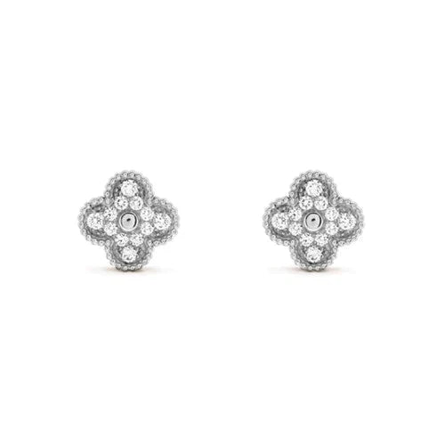 [Elowen Jewels]CLOVER 1 MOTIFS DIAMOND STUD EARRINGS SILVER