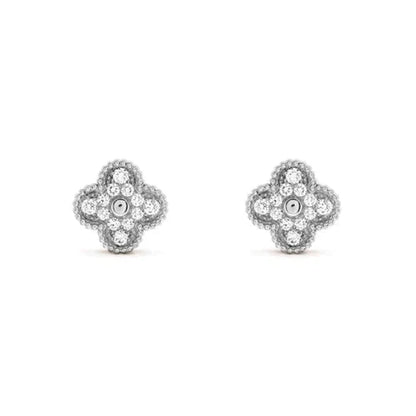 [Elowen Jewels]CLOVER 1 MOTIFS DIAMOND STUD EARRINGS SILVER