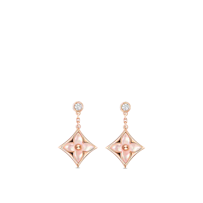 [Elowen Jewels]DOUBLE STAR PINK GOLD MOP DROP EARRINGS