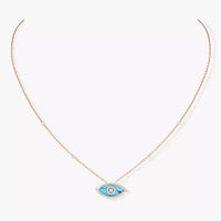 [Elowen Jewelry]Lucky Eye Diamond Necklace in Rose Gold and Turquoise