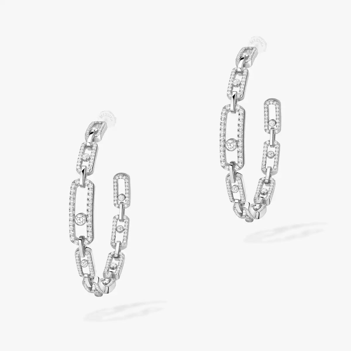 [Elowen Jewelry]Move Link Diamond Hoop Earrings