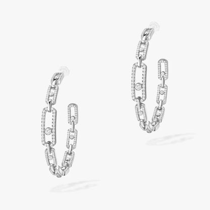 [Elowen Jewelry]Move Link Diamond Hoop Earrings