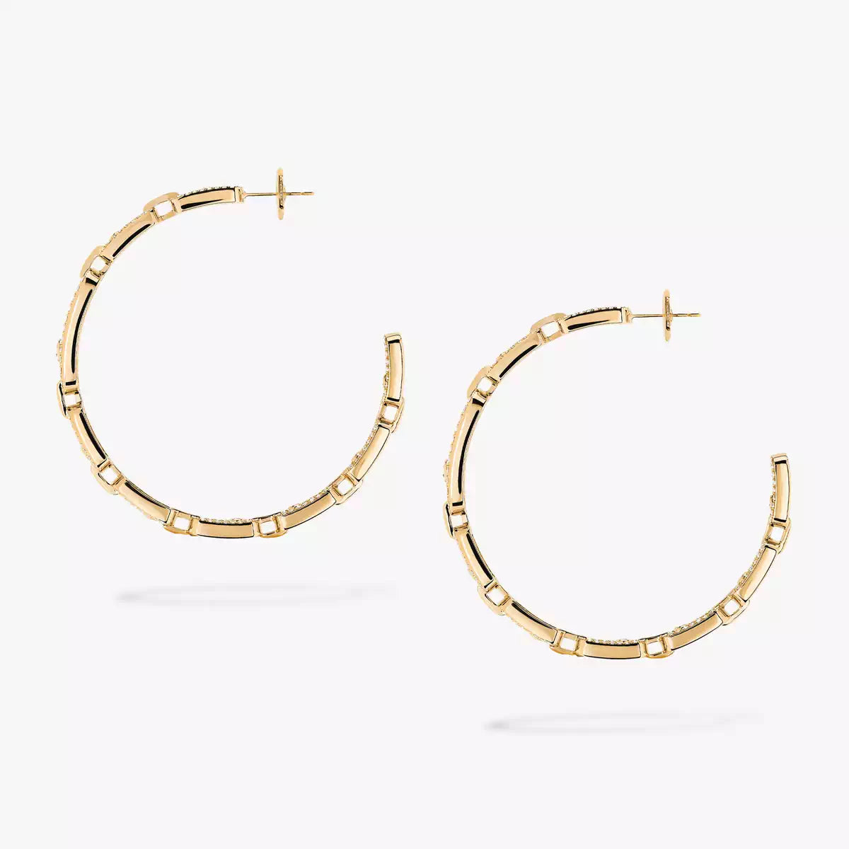 [Elowen Jewelry]Move Link Diamond Hoop Earrings