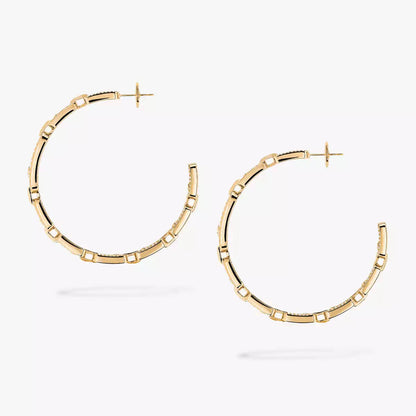 [Elowen Jewelry]Move Link Diamond Hoop Earrings