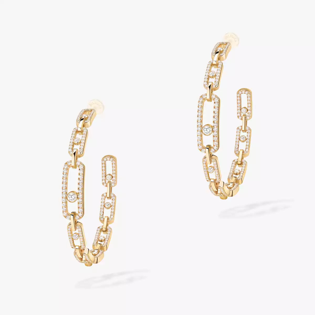 [Elowen Jewelry]Move Link Diamond Hoop Earrings