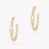 [Elowen Jewelry]Move Link Diamond Hoop Earrings