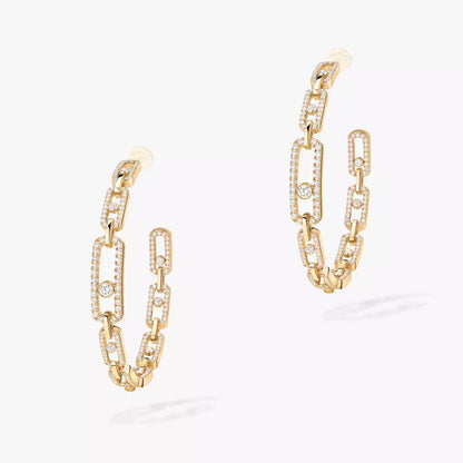 [Elowen Jewelry]Move Link Diamond Hoop Earrings