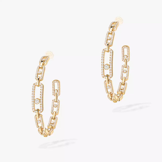 [Elowen Jewelry]Move Link Diamond Hoop Earrings
