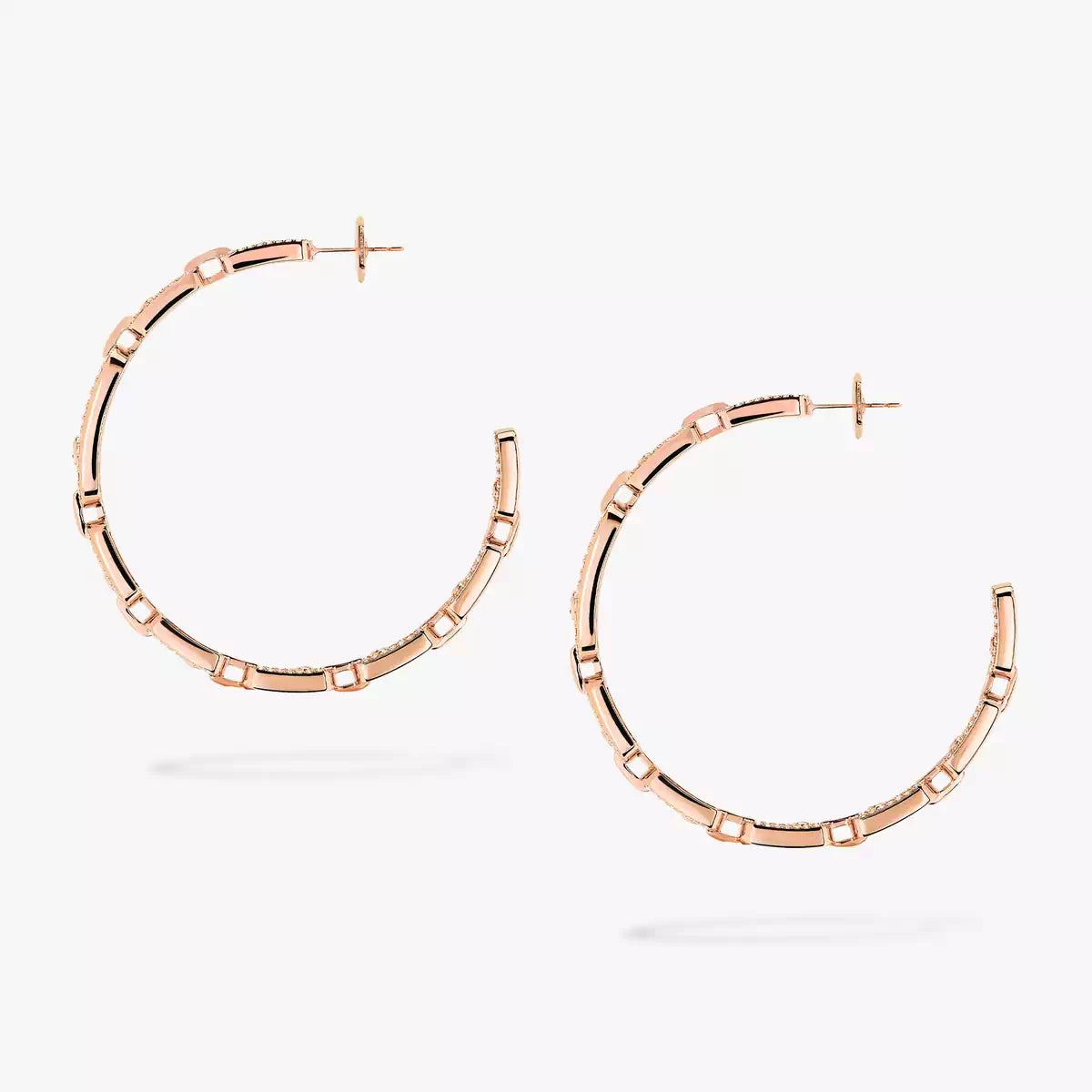 [Elowen Jewelry]Move Link Diamond Hoop Earrings
