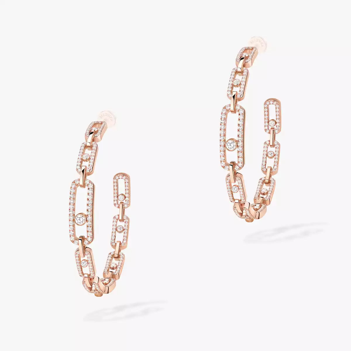 [Elowen Jewelry]Move Link Diamond Hoop Earrings