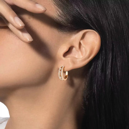 [Elowen Jewelry]Diamond Pave_ Hoop Earrings Move