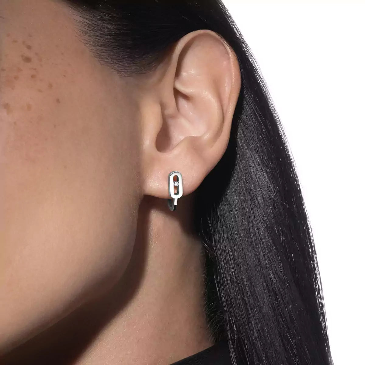 [Elowen Jewelry]Diamond Mini Hoop Earrings Move Classique
