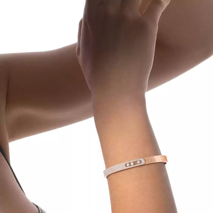[Elowen Jewelry]Move Noa Ciselé half pavé bangle