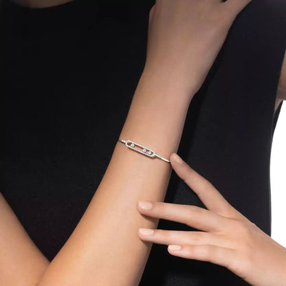 [Elowen Jewelry]Move Pavé Diamond Bangle Bracelet M