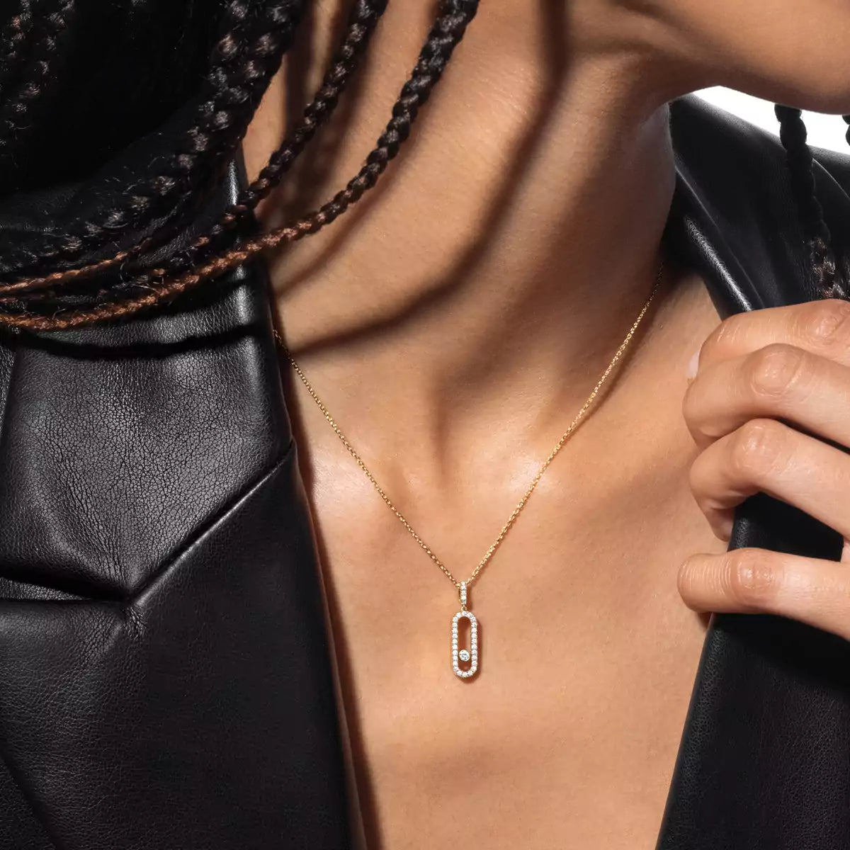 [Elowen Jewelry]Move Uno Diamond Necklace in Rose Gold