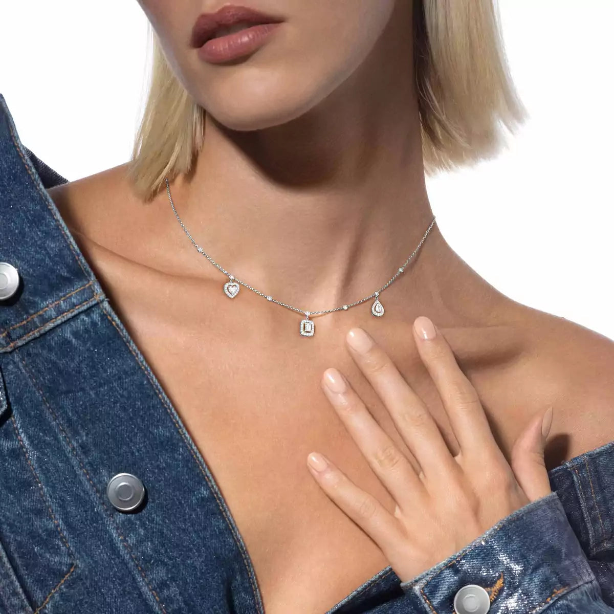 [Elowen Jewelry]My Twin Diamond Necklace in Silver