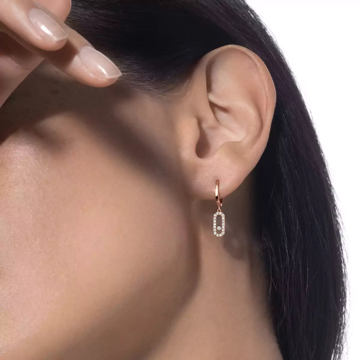 [Elowen Jewelry]Move Uno Single Diamond Hoop Earring