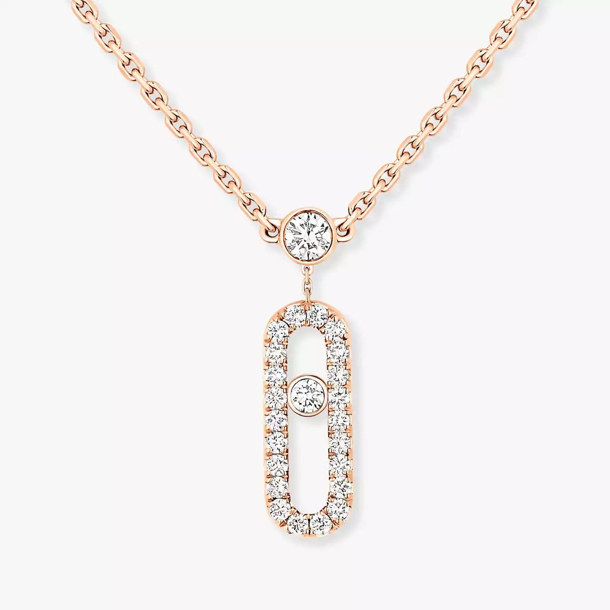 [Elowen Jewelry]2 Rows Rose Gold Diamond Pave_ Necklace Move Uno