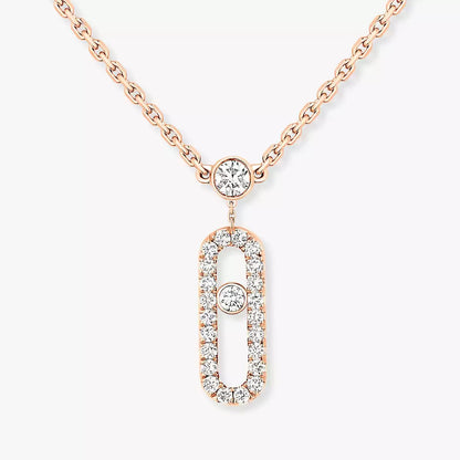 [Elowen Jewelry]2 Rows Rose Gold Diamond Pave_ Necklace Move Uno