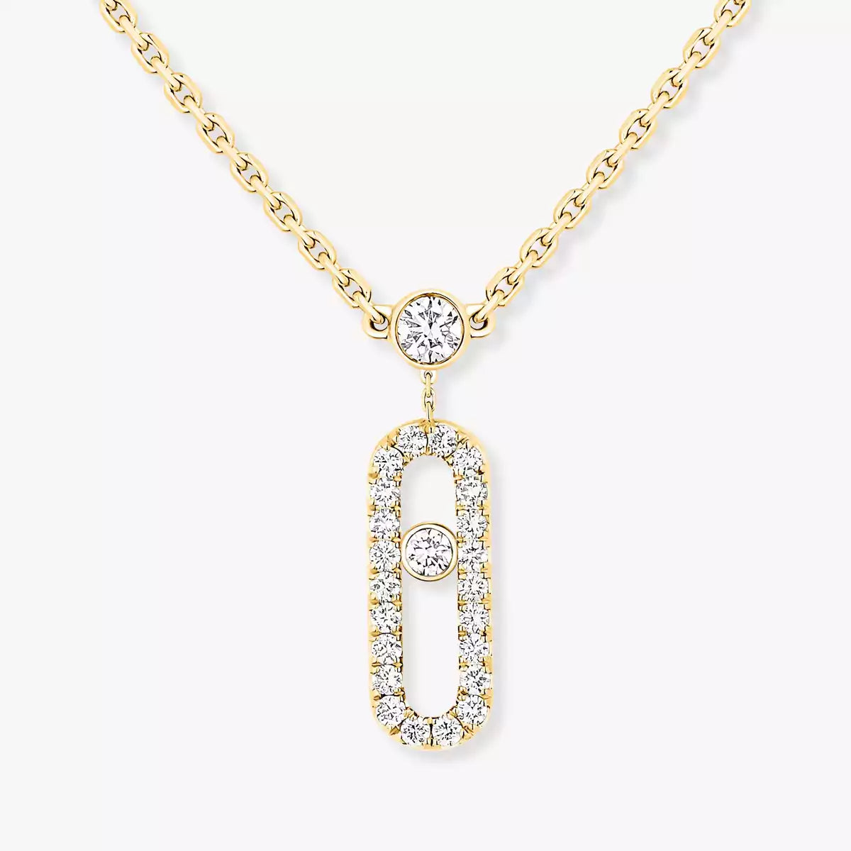 [Elowen Jewelry]2 Rows Rose Gold Diamond Pave_ Necklace Move Uno