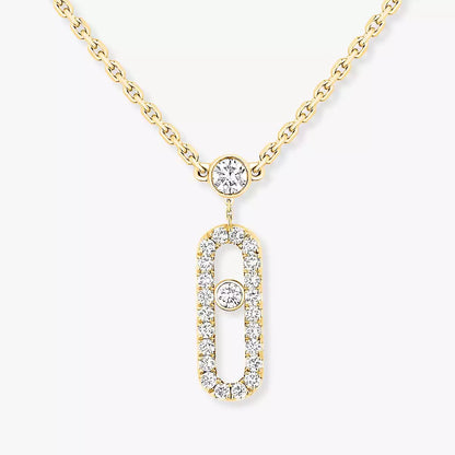 [Elowen Jewelry]2 Rows Rose Gold Diamond Pave_ Necklace Move Uno