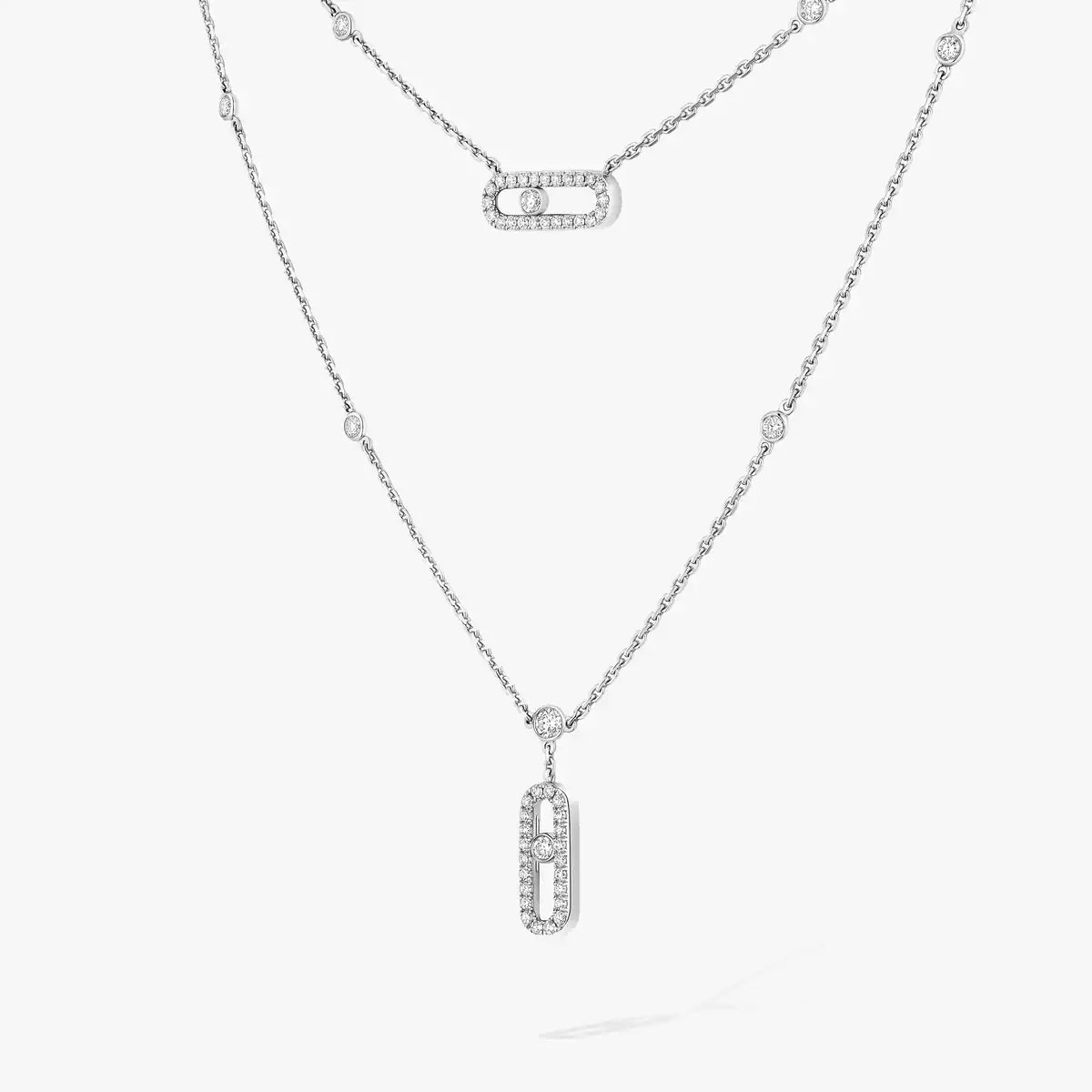 [Elowen Jewelry]2 Rows Rose Gold Diamond Pave_ Necklace Move Uno