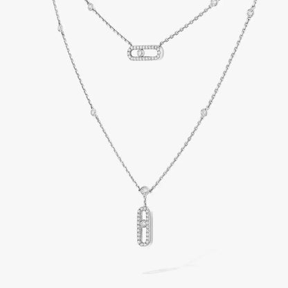 [Elowen Jewelry]2 Rows Rose Gold Diamond Pave_ Necklace Move Uno