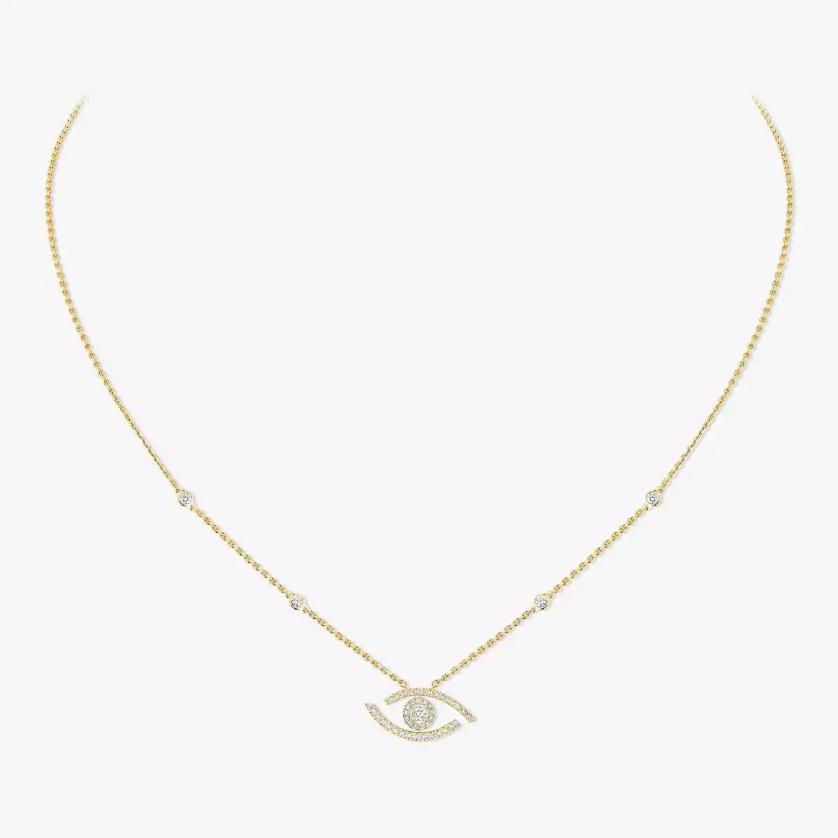 [Elowen Jewelry]Pave_ Diamond Necklace Lucky Eye