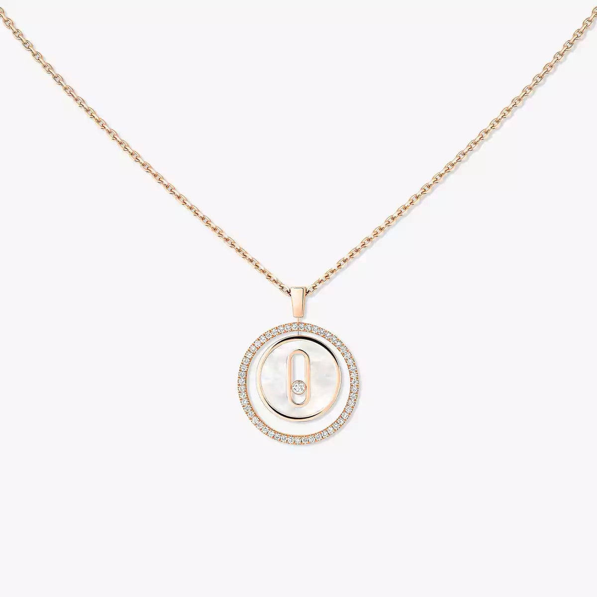 [Elowen Jewelry]Lucky Move Diamond Necklace in Rose Gold and White Mother-of-Pearl