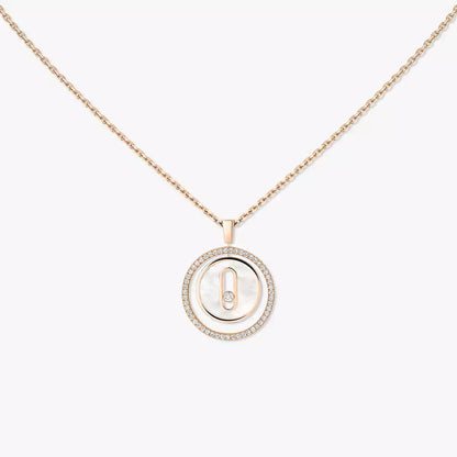 [Elowen Jewelry]Lucky Move Diamond Necklace in Rose Gold and White Mother-of-Pearl