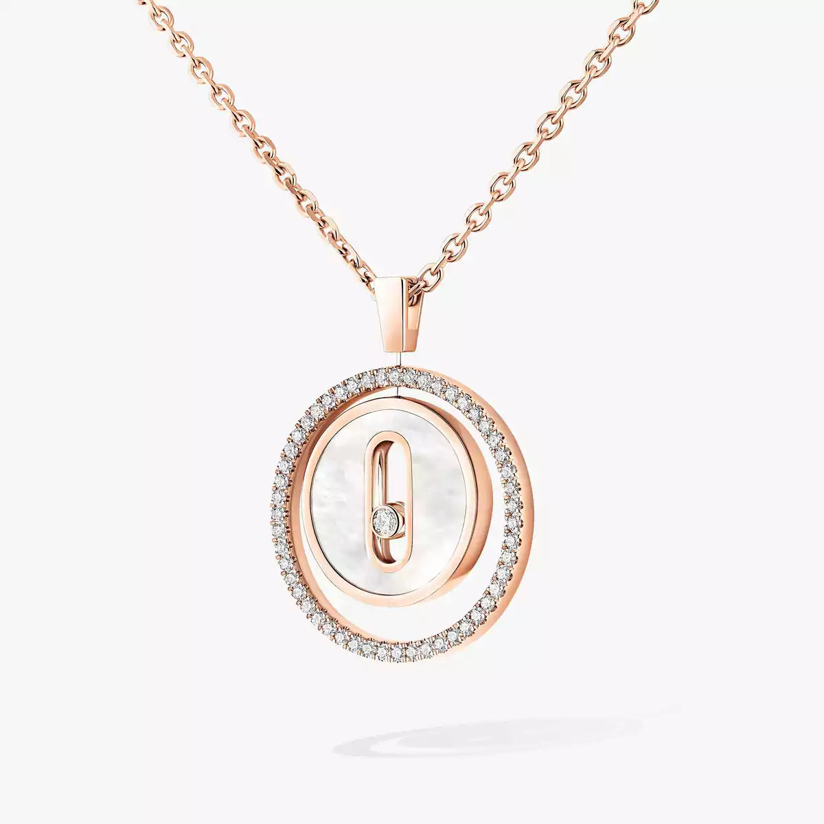 [Elowen Jewelry]Lucky Move Diamond Necklace in Rose Gold and White Mother-of-Pearl