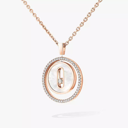 [Elowen Jewelry]Lucky Move Diamond Necklace in Rose Gold and White Mother-of-Pearl