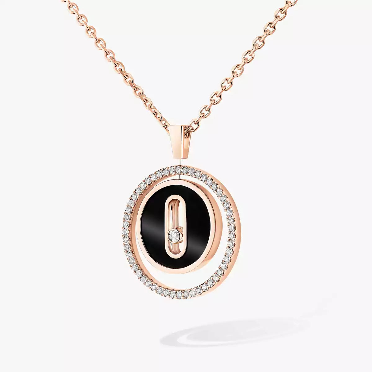 [Elowen Jewelry]Lucky Move Diamond Necklace in Rose Gold and White Mother-of-Pearl