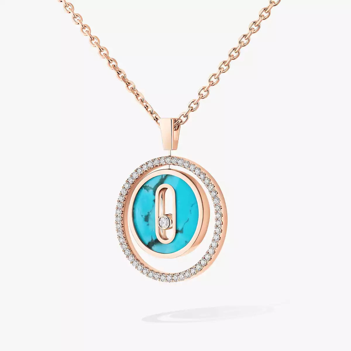 [Elowen Jewelry]Lucky Move Diamond Necklace in Rose Gold and White Mother-of-Pearl