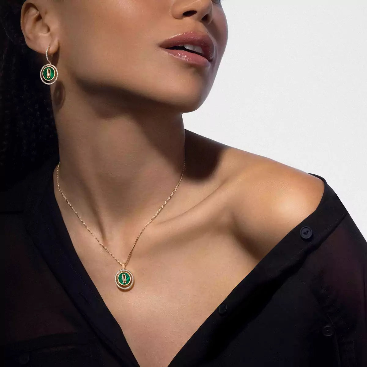 [Elowen Jewelry]Lucky Move Diamond Necklace in Rose Gold and White Mother-of-Pearl