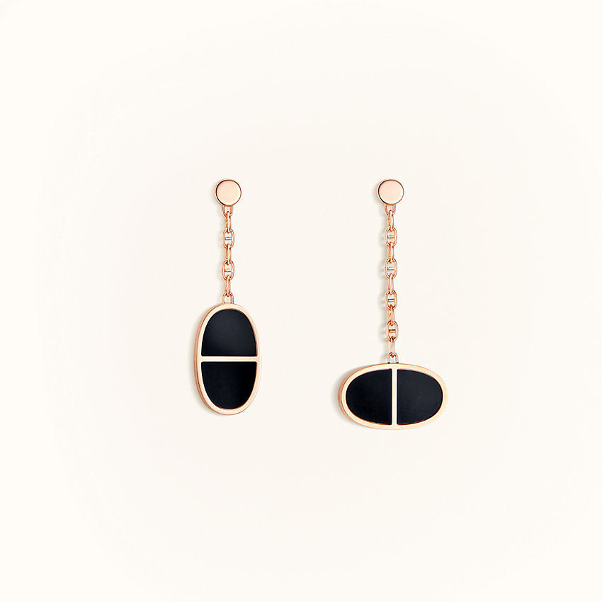 [Elowen Jewels]CHAINE VERSO BLACK CERAMIC EARRINGS