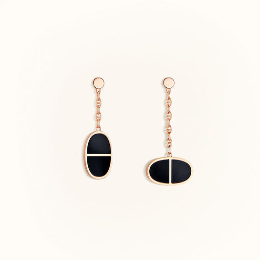 [Elowen Jewels]CHAINE VERSO BLACK CERAMIC EARRINGS